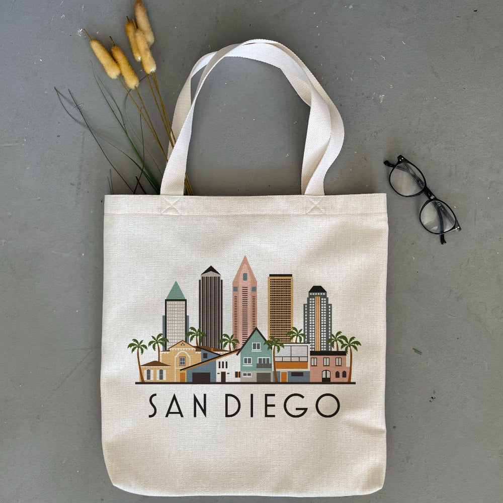 San Diego California City Skyline Tote Bag