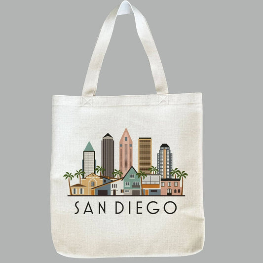 San Diego California City Skyline Tote Bag