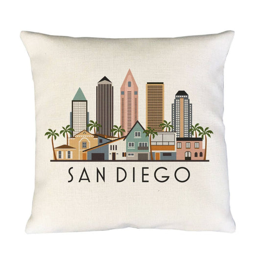 San Diego California Skyline Throw Pillow Cover + Insert