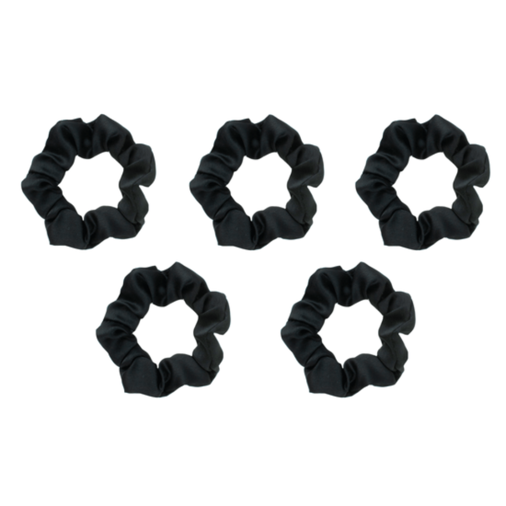 KITSCH - Satin Sleep Scrunchies - Black - GRACEiousliving.com